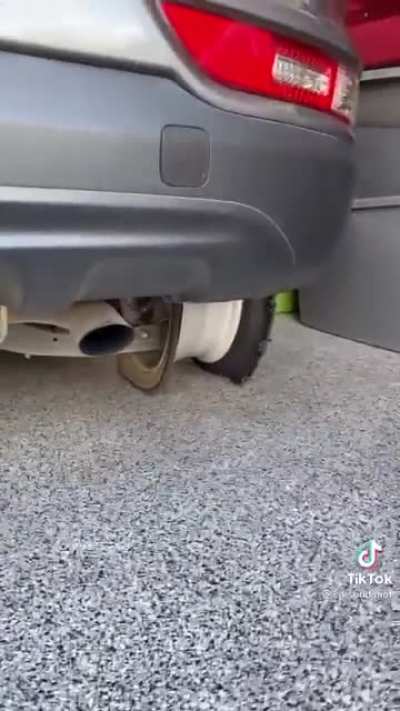 She ignored the bang, sudden change in traction, and low tire pressure light