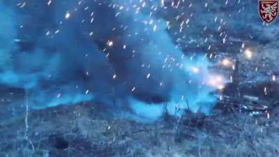 Russian ammo/mine depot destroyed by the 3rd Air Assault Battalion of the 80th Air Assault Brigade