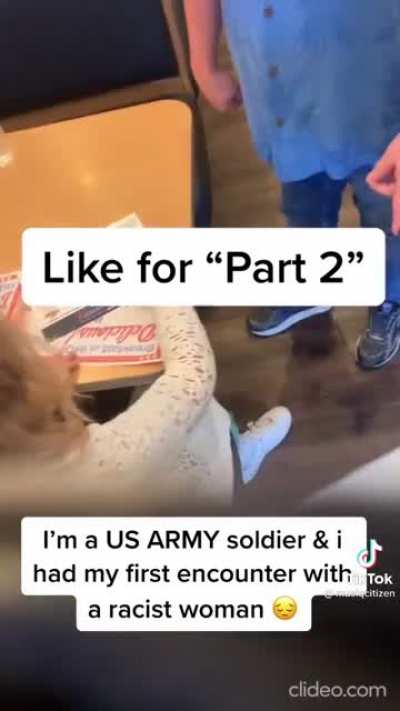 Racist woman in iHop harassing soldiers