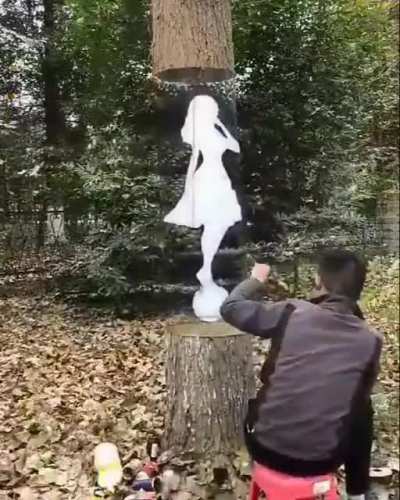 Incredible artwork done on a tree