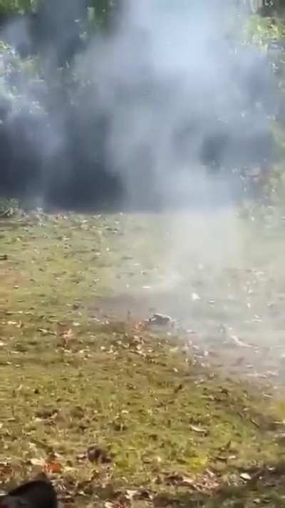 Soldiers attempt to attach artillery shell to drone