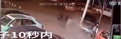 two for one: speeding car and the light pole