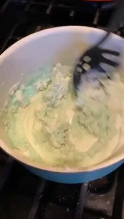 Blue Gatorade macaroni with blue Gatorade sauce