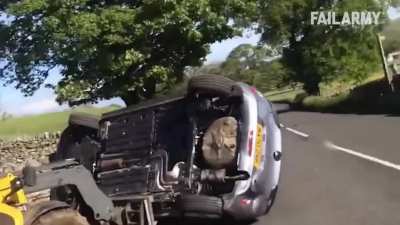 This Angry Farmer Flipped A Car Off His Land