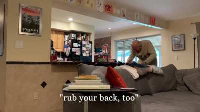 Every time my Gramps comes over, he gives my cat “rides” around the house on his walker. Here’s the supercut.