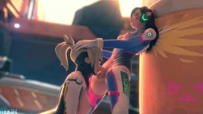 Dva using Mercy's mouth as a cock sleeve, and damn does she know how to thrust! (REKIN)