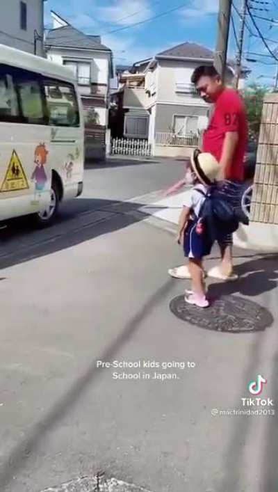 Pre-school kids going to school in Japan
