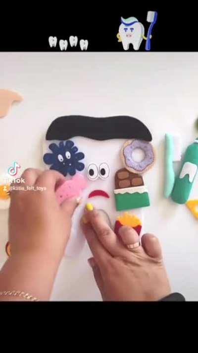 My new felt game that helps to explain kids why teeth hygiene is important and what will happen if they won't brush teeth. Also, it shows the difference between healthy/unhealthy food