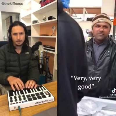 Guy making song with fisherman
