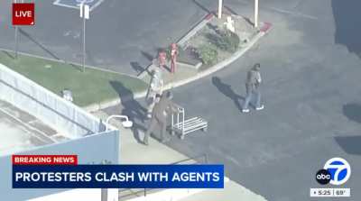 A military Blackhawk helicopter is unloading dozens of boxes of weapons and ammunition in Los Angeles &ldquo;as if they were getting ready for a major battle.&rdquo;