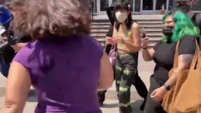 self titled "anti fascist black lives matter" communists attack woman for having opinions