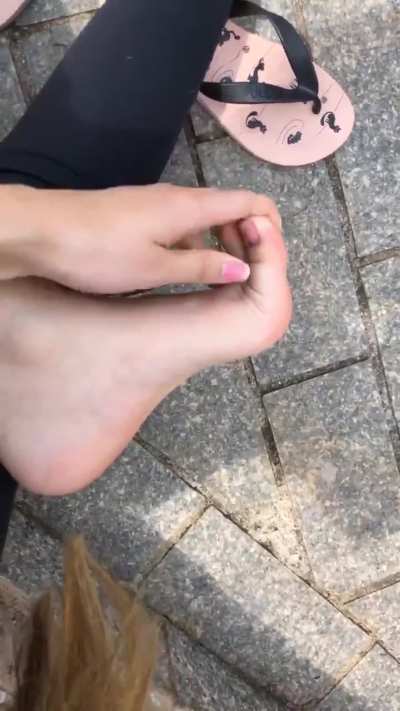 Rubbing my feet after a little run around the park and wishing someone would give me a massage&hellip;