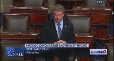 Senator Rand Paul &ldquo;The more money we give the States the more they keep us in lockdowns. Every bailout dollar printed out and passed out to the Governors only allows these tin pot dictators to perpetuate the lockdowns.&rdquo;