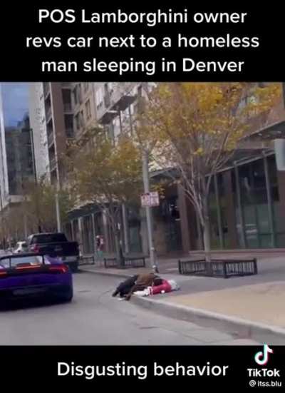 Instagram &ldquo;influencer&rdquo; Austin Harmon revs his lambo to wake up a sleeping homeless man in Denver, CO