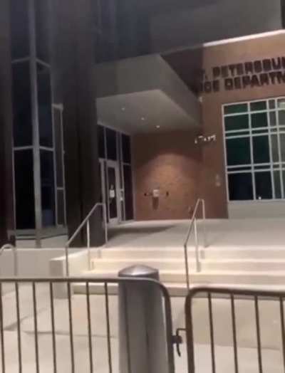 Police coming out of their department building to fire at protesters. Who is starting the violence here?