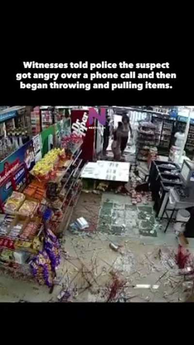 Woman just going off destroying a store over a phone