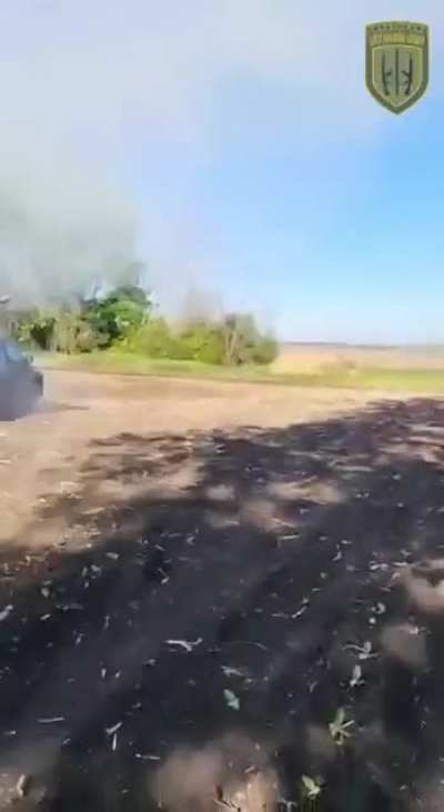 Soldiers from the "Arey" battalion of the Ukrainian Volunteer Army shelling Russian positions on the Kharkiv front with a technical Grad 122mm. May 2024
