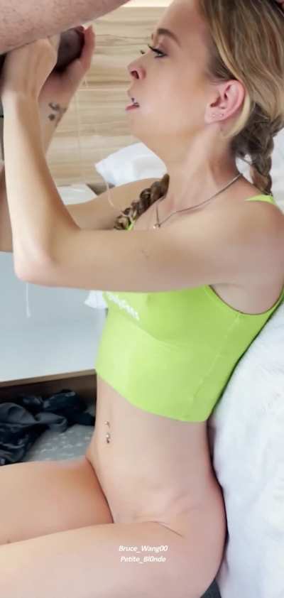 Tiny amateur slut challenges herself with a cock the size of her forearm