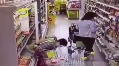 Woman defecates in a supermarket
