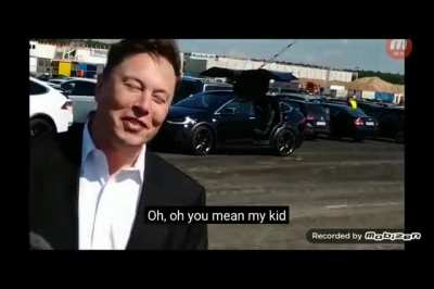Elon Interview at Gigafactory Berlin getting asked about his kid