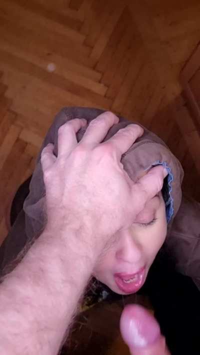When she's raiding the fridge at night. GF gets facefucked &amp;amp; titty-slapped [OC]