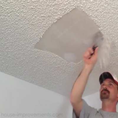 Scrapping off a popcorn ceiling
