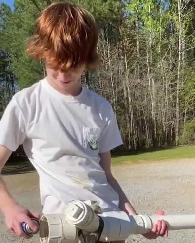 Playing baseball with a potato launcher