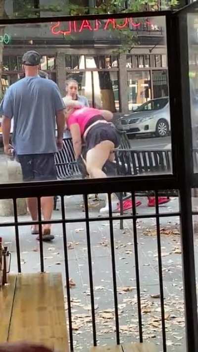 Blonde puts cigarette out in their food after being called out for being a prostitute