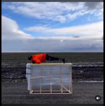 Alternative angle of the man "Flying" through the windshield.
