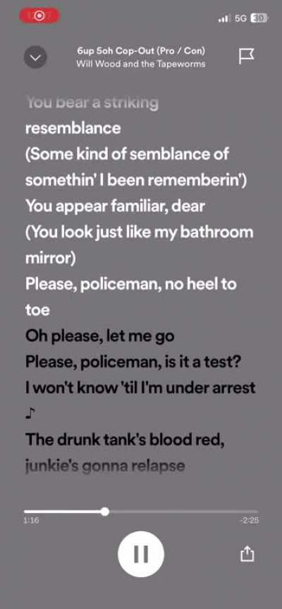 Found out that if you repeatedly click &ldquo;Please policeman no heel to toe&rdquo; on the Spotify lyrics it will sound like Sans