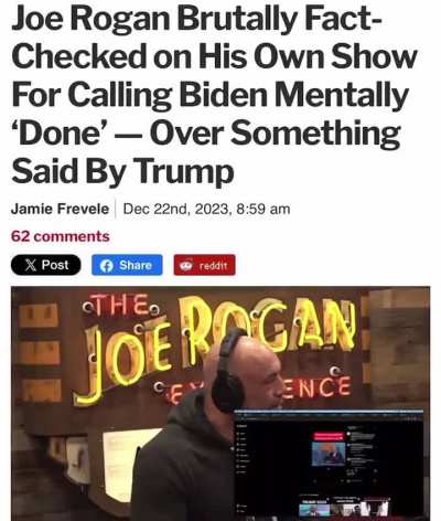 Joe Rogan mocks President Biden (&rdquo;You&rsquo;re done.&rdquo;) for saying &ldquo;We didn't have enough airports&rdquo; during the Revolutionary War, then realizes Trump is the one who said it. Biden just quoted Trump to mock him. Oops.