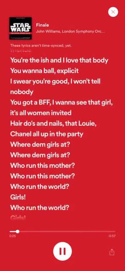 &ldquo;Added lyrics to Spotify, boss!&rdquo;