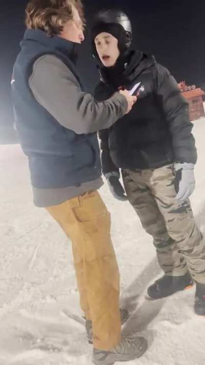 The owner of my local ski hill assaults a middle school snowboarder because he was swerving on the tow rope