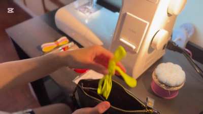What's in my sewing kit? Sewing tape, seam ripper, thread cutter, DIY Needle book&mdash;with safety pins and pins, etc.