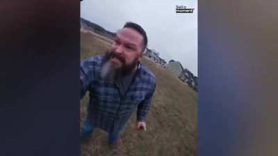 Angry AF dude vs kids on bike