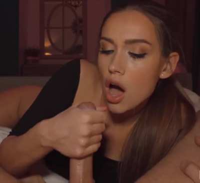 her fast strokes and eye contact makes him cum