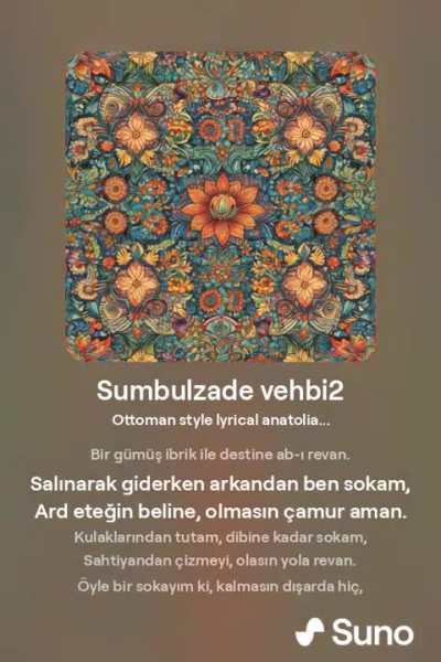 S&uuml;mb&uuml;lzade Vehbi'nin Padişaha şiiri 