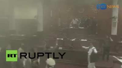Bomb hits The Afghanistan parlament , the speaker doesnt even flinch.