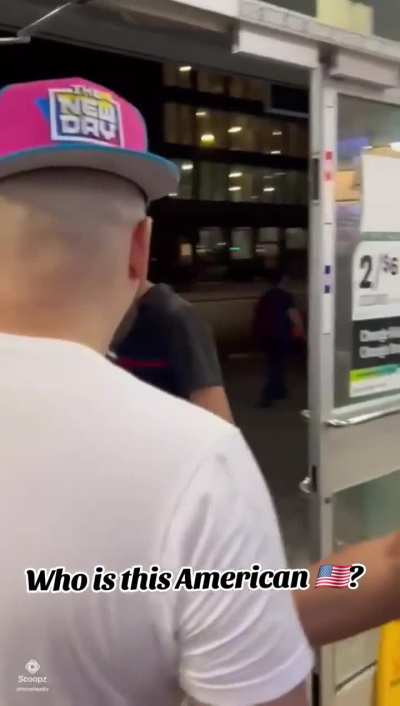 An American of The United States of America freaks out inside a 7-Eleven