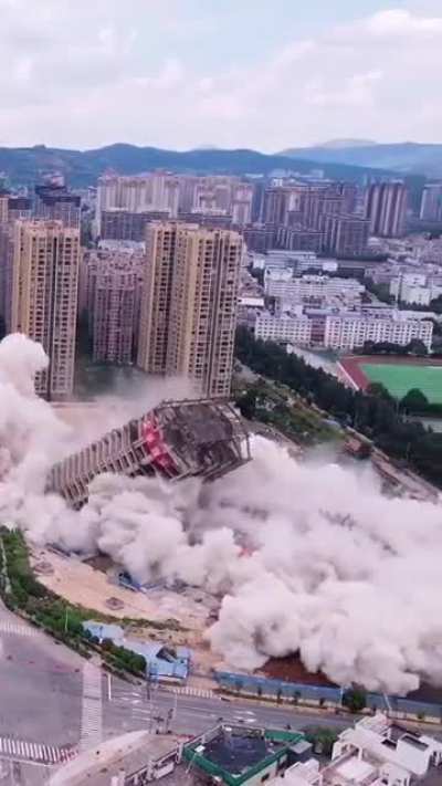 China demolishes 15 buildings in 45 seconds because they couldn&rsquo;t secure funding to finish the project