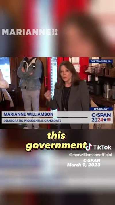 Based Marianne Williamson, The first thing I&rsquo;d do as president is cancel all government contracts with union busters. Marianne Williamson is the union candidate 🔥🔥👌