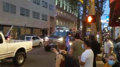 MAGA terrorists shoot paintball guns and pepper spray at BlackLivesMatter protestors