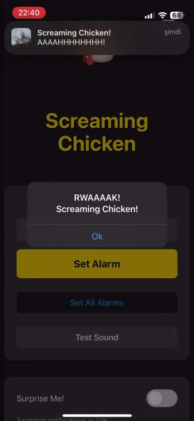 I made an prank  alarm clock that wakes you up with "screaming chicken on a tree scream."