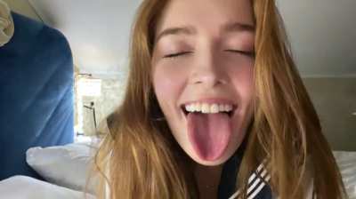 Showing off her holes
