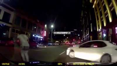 Woman catches an uber in the middle of a shootout