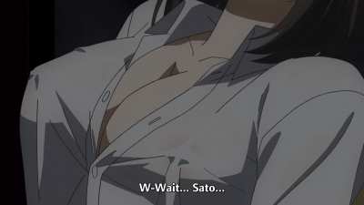 Boobs revealed after button breaks [Why the hell are you here, Teacher!?]