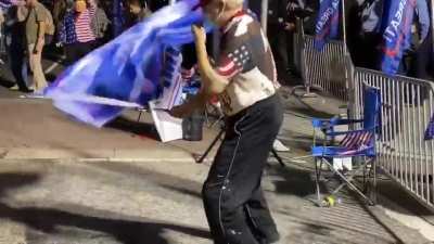 Trump supporters holding 'Blue lives matter' flags while dancing to Rage Against The Machine's "Killing In The Name". A song literally written about resistance to police brutality, killings, white supremacy, &amp;amp; fascism. Layers and layers of facepalm