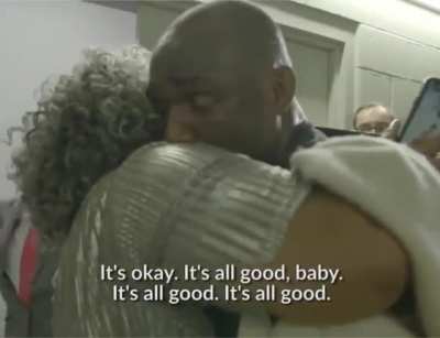 After Kamaru Usman defeated Tyron Woodley at UFC 235, he ran into Woodley&rsquo;s mother backstage. This was their encounter.