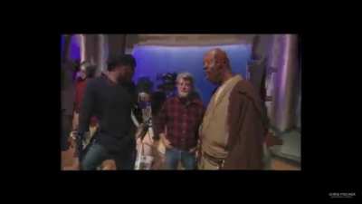 The exact moment Samuel L. Jackson asked George Lucas for a purple lightsaber is on camera and I’ve never seen it?? I’m overwhelmed
