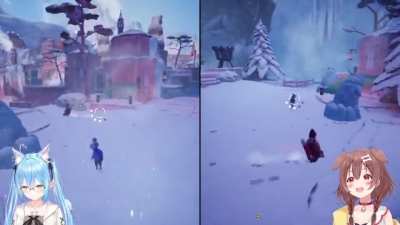 Korone &amp;amp; Lamy's CUTE Snowball Fight